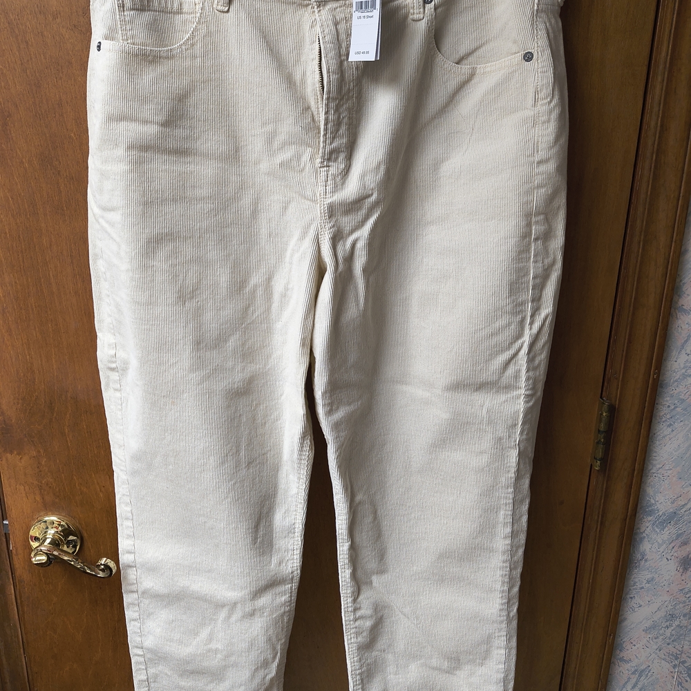 American Eagle Outfitters White High Waisted Corduroy Pants